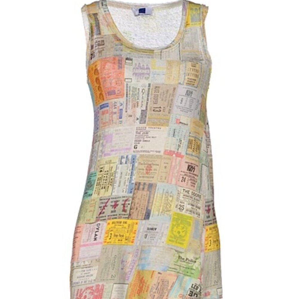 Printed Artwork Blue Label Made In Italy Linen Tickets Posters Tank Top Tee Smal